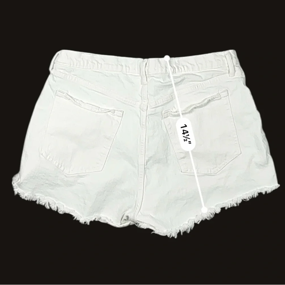 Abercrombie & Fitch Curve Love White Denim Mom Shorts High Rise Distressed